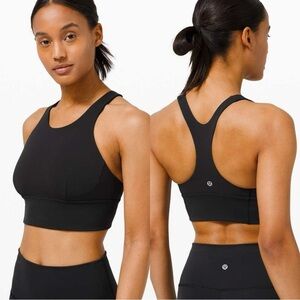 Lululemon Women’s Wunder Train Long-Line Bra Medium Support C/D Cups Black 8